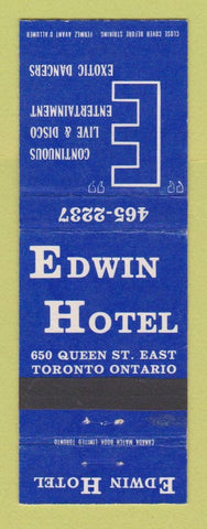 Matchbook Cover - Edwin Hotel Toronto ON