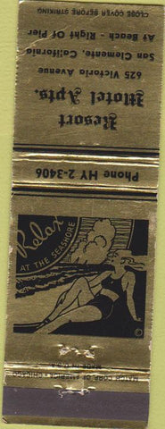 Matchbook Cover – Resort Motel Apts San Clementa CA girlie