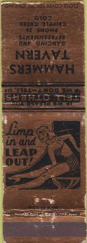 Matchbook Cover - Hammers Tavern Cripple Creek CO girlie