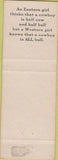 Matchbook Cover - The Plains Western Bar Cafe Paso Robles CA