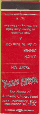 Matchbook Cover - Young China Chinese Food Hollywood CA