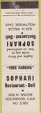 Matchbook Cover - Sophari Restaurant Deli Hollywood CA