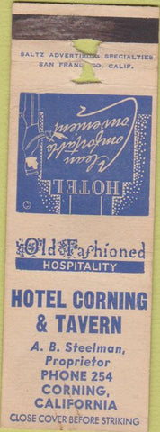 Matchbook Cover - Hotel Corning Tavern CA WEAR