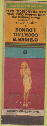 Matchbook Cover - O'Brien's Cocktail Lounge San Francisco CA pinup POOR girlie