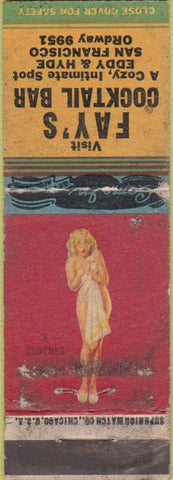 Matchbook Cover - Fay's Cocktail Bar San Francisco CA pinup girlie POOR