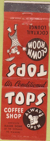 Matchbook Cover - Tops Coffee Shop Waikiki HI