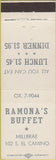 Matchbook Cover - Ramona's Buffet Millbrae CA