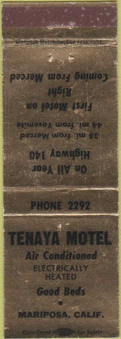 Matchbook Cover - Tenaya Motel Mariposa CA