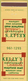 Matchbook Cover - Kelly's Restaurant Mayfield Mall Mountain View CA