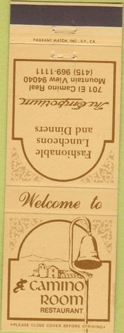 Matchbook Cover - Camino Room Restaurant Mountain Veiw CA