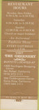 Matchbook Cover - Camino Room Restaurant Mountain Veiw CA
