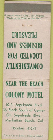 Matchbook Cover - Colony Motel Manhattan Beach CA