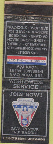 Matchbook Cover - National Automobile Club Black