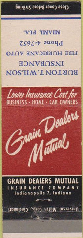 Matchbook Cover - Grain Dealers Insurance Miami FL