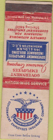 Matchbook Cover - Goverment Employees Insurance Washington DC WORN