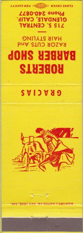 Matchbook Cover - Roberts Barber Shop Glendale CA