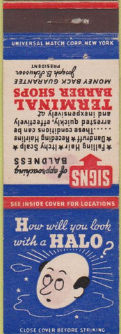 Matchbook Cover - Terminal Barber Shops New York City STAINED