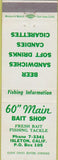 Matchbook Cover - 60 Main Bait Shop Isleton CA fishing