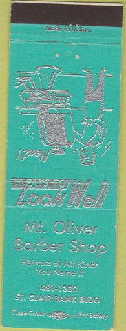 Matchbook Cover - Mount Oliver Barber Shop NO TOWN