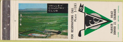 Matchbook Cover - Valley Country Club Denver CO