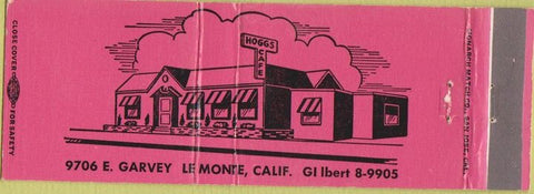 Matchbook Cover - Hoggs Cafe El Monte CA pink