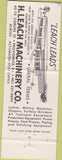 Matchbook Cover - H Leach Machinery Providence RI