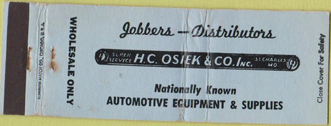 Matchbook Cover - HS Osiek Co St Charles MO blue auto parts
