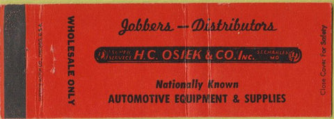 Matchbook Cover - HS Osiek Co St Charles MO orange auto parts