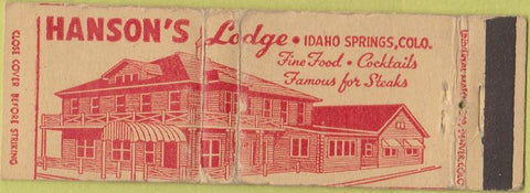 Matchbook Cover - Hanson's Idaho Springs CO WORN
