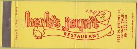 Matchbook Cover - Herb's Joynt Restaurant Fresno CA