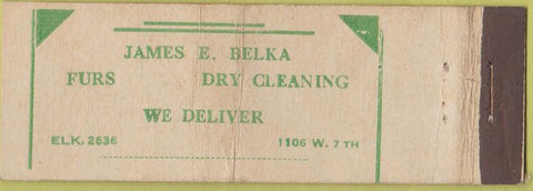 Matchbook Cover - James Belka Dry Cleaning NO TOWN