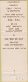 Matchbook Cover - Cape Half House West Harwich Cape Cod MA