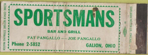 Matchbook Cover - Sportsman's Bar Galion OH WORN