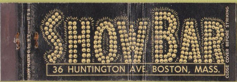 Matchbook Cover - Show Bar Boston MA