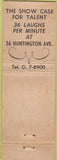 Matchbook Cover - Show Bar Boston MA
