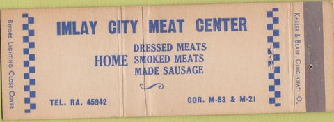 Matchbook Cover - Imlay City Meat Market MI