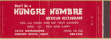 Matchbook Cover - Hungre Hombre Mexican Food Garden Grove CA