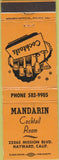 Matchbook Cover - Mandarin Cocktail Room Hayward CA