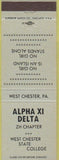 Matchbook Cover - Alpha XI Delta ZH Chapter West Chester PA