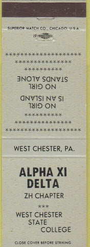 Matchbook Cover - Alpha XI Delta ZH Chapter West Chester PA