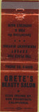 Matchbook Cover - Grete's Beauty Salon San Francisco CA