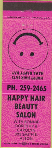 Matchbook Cover - Happy Hair Beauty Salon Alton IL