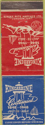 Matchbook Cover - Kincardine 1948 100 Year Aniversary ON WORN