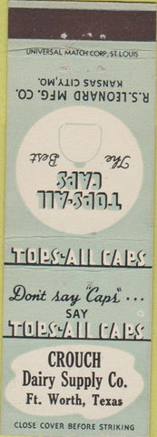 Matchbook Cover - Crouch Dairy Supply Kansas City MO milk Fort Worth TX
