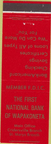 Matchbook Cover - First National Bank Wapakoneta OH