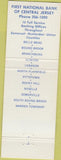 Matchbook Cover - First National Bank of New Jersey CREASE