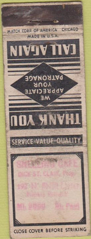 Matchbook Cover - Snelling Cafe St Paul MN Match Corp STAMED WORN