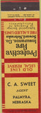 Matchbook Cover - CA Sweet Insurance Palmyra NE