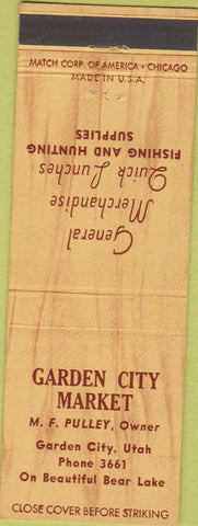 Matchbook Cover - Garden City Market Garden City UT fishing supply