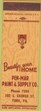 Matchbook Cover - Pen Mar Paint Supply York PA